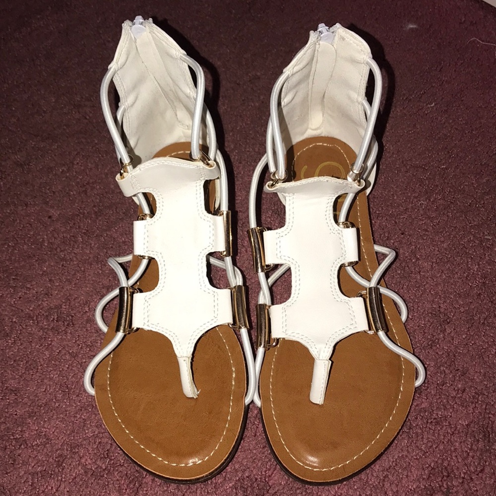 White Zip Up Sandals